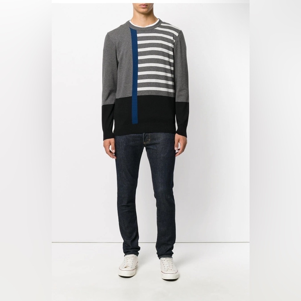 DIESEL K-STRIPY Men Casual Slim Fit Pullover Long Sleeve Tee Sweater Shirt